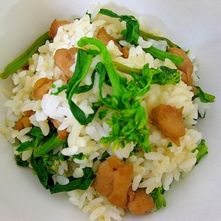 菜の花と鶏肉の混ぜご飯